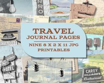 Einzigartige digitale Reisejournal Seiten für Junk Journals, Kunst, Scrapbooking oder Collage