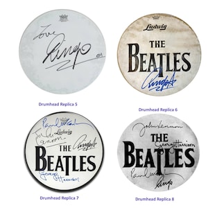Beatles Autographed Drumhead Replica with Display Stand