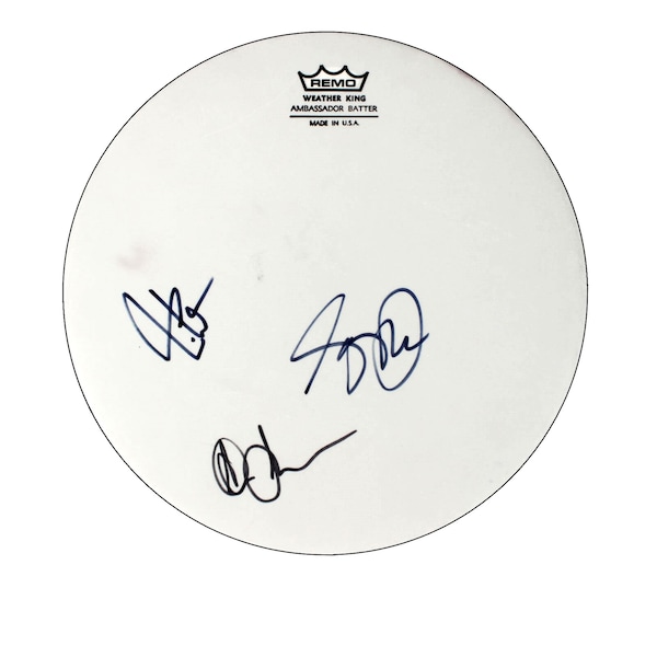 RUSH Autographed Drumhead / Neil Peart / Geddy Lee / Alex Lifeson/