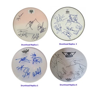 Aerosmith Autographed Drumhead Replica with Display Stand
