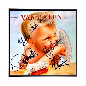 Repliche di copertine di album autografate dei Van Halen, Eddie Van Halen, rock classico, Natale, Hanukkah, regali per la caverna dell&#39;uomo, regali per papà, regali musicali
