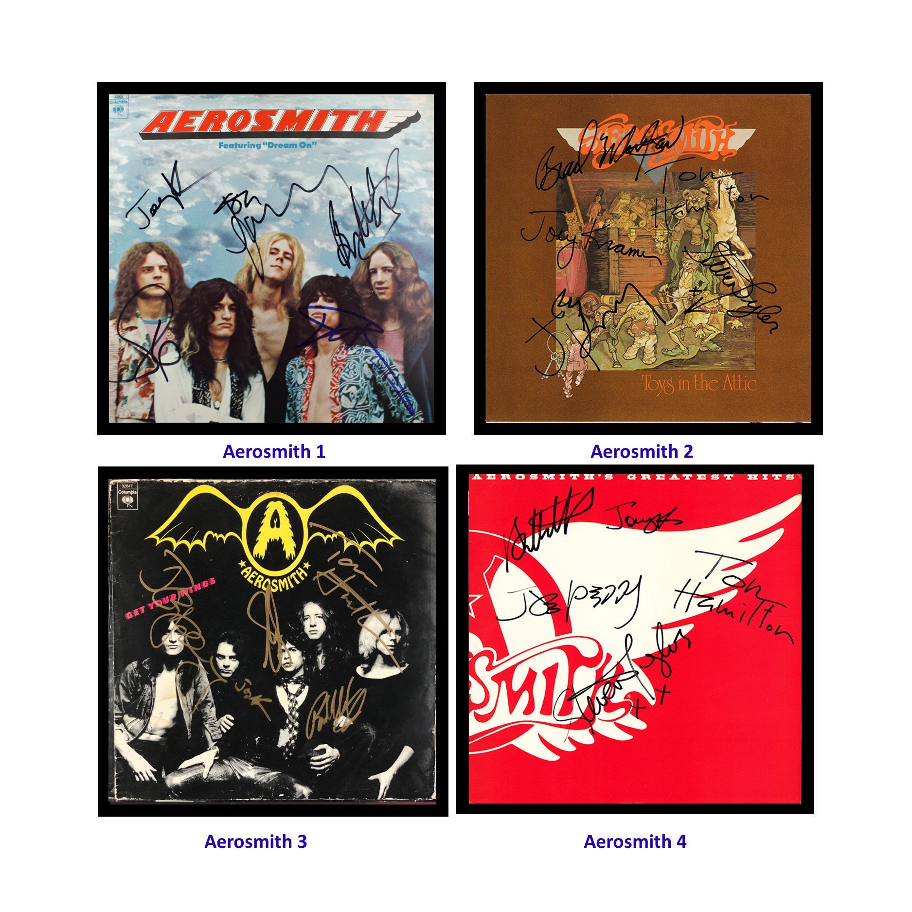 AEROSMITH Autographed Album Cover Replicas, Please Just