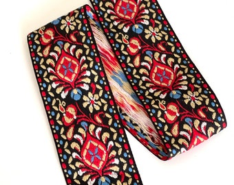 1 3/4" Vintage Geometric, Abstract, Ethnic Bohemian Woven Jacquard Ribbon Trim, Straps, Belting, Guitar Strap 1 3/4" wide