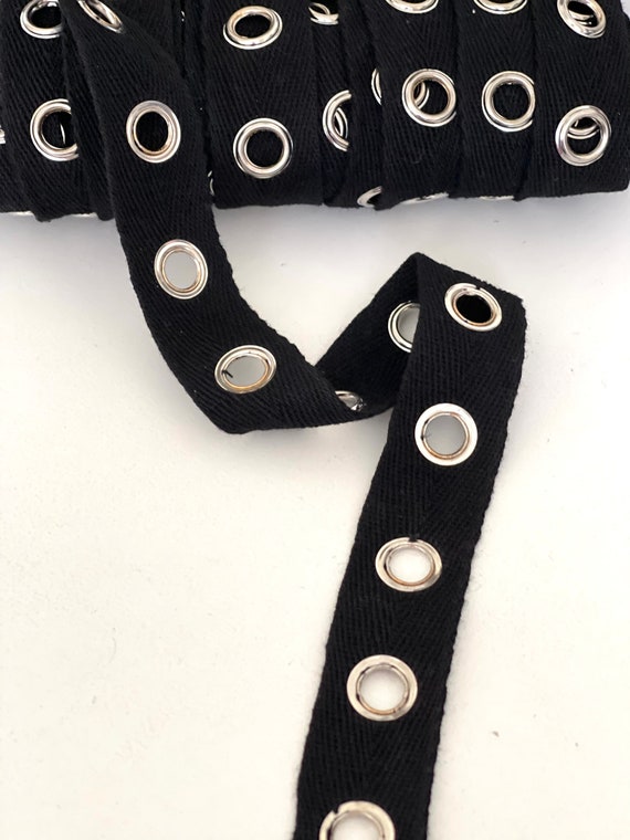 Black Cotton Grommet Silver Grommet Tape Webbing Grommet Chain