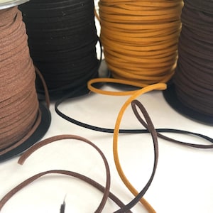 3 Yards Genuine Suede Lacing Western Leather Lace Cord Rope Trim, Choker, Belting, Premium Leather Black, Rust, Medium Brown