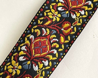 Vintage Geometric, Abstract, Ethnic Bohemian Woven Jacquard Ribbon Trim, Straps, Belting, Guitar Strap  2" wide