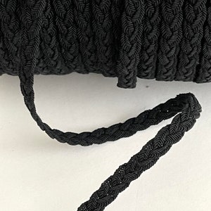 VINTAGE Flat Novelty Braid Cord Novelty Black Braid, Twist Flat Reverisble Rope Braid, Choker Straps Belting Twist Vintage Braid Limited Qty