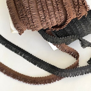 Vintage Faux Leather Looped Fringe Reversible Novelty Faux Black Chocolate Boho Chic, Western, Crafts, Embellishment Purses, Jackets, Denims
