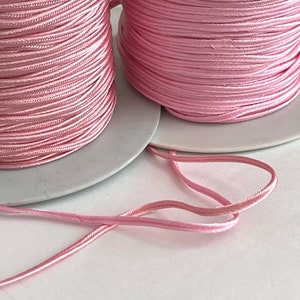 5 Yards-Soutache TeaRose, Powder Pink Soft Vintage Rayon Soutache Rope Cord Jewelry Kumihimo Crafts Beading Sewing Quilting Trim
