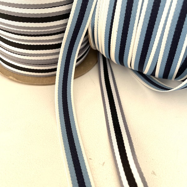 2 YARDS Multi Stripe Tape, Reversible Sporty Stripe Multi Colors, Nautical Tape, Straps Vintage Woven Stripe Ribbon