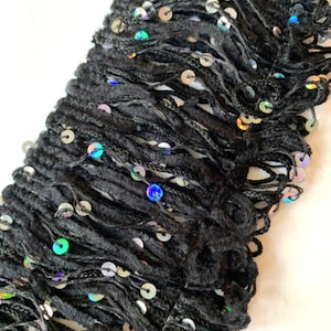 3&quot; Black Fringe with Silver Sequin Fun Festival Novelty Black/Silver Tassel Fringe, Funfetti Sequins Festival Tassel  Fun Fringe,