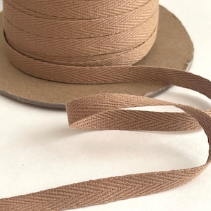 3 YDS Cotton Twill Tape Herringbone Twill Tape Tan Cotton Twill Tape, Webbing, Herringbone, Belting, Reversible Tape, Straps Cotton Webbing