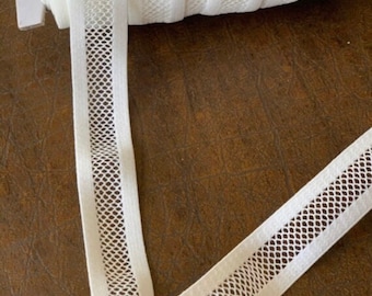 3/4" Stretch Mesh Illusion Fish Net Elastic Reversible Elastic Trim , White Elastic Stretch Trim, Striping, Belting, Bands, Costumes,
