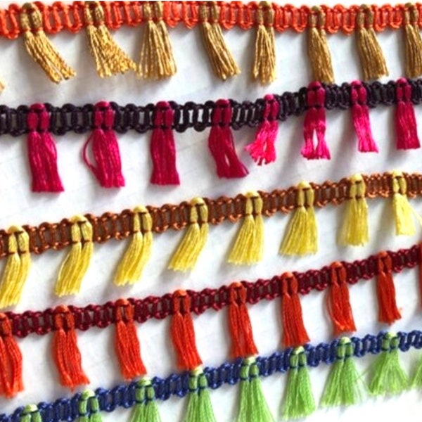 3/4" Vintage Fun Fancy Tassel Knit Novelty Fringe, Festival Tassel Bohemian Fringe, Fun Fringe,