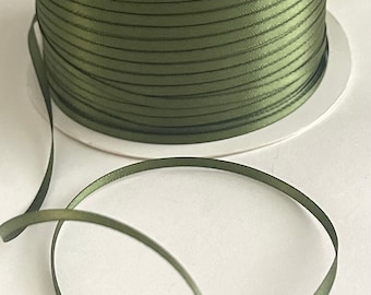5 YDS Double Face Satin Ribbon, Moss Green, Reversible Woven Novelty, Favors,  Holiday Craft Ribbon