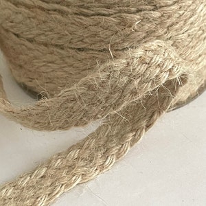 Vintage Natural Jute Flat Braid, Natural True Jute Braid, Ribbon Jute, Flat Jute Ribbon Jute Trim, belts, Straps, Bags, Jute Twist Flat Cord