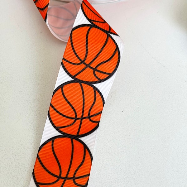 1.00 YARDSALE 2 Yards Basketball Grosgrain Woven Ribbon, Cheer Bows, Novelty Woven Ribbon,