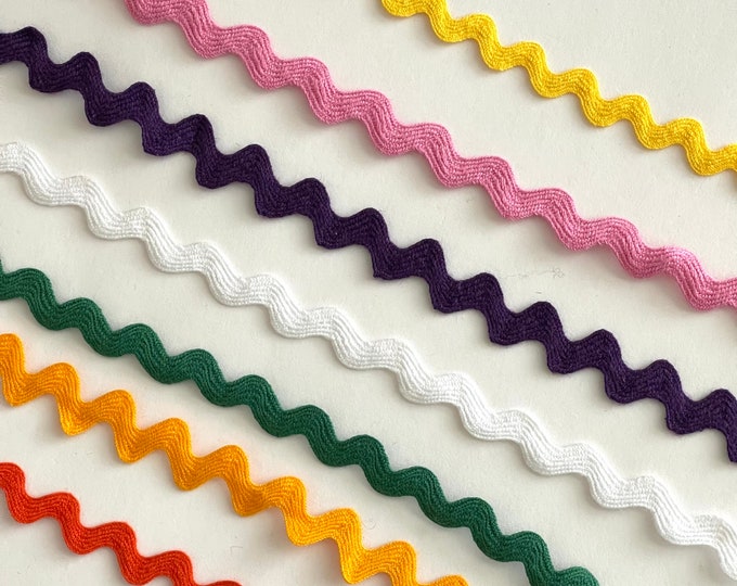 3/4" Novelty RIC Rac Zig Zag Trimming - 25 Yards - Color Options! (Lt. Blue Multi