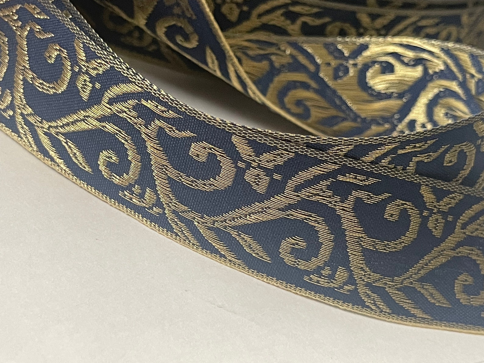Vintage Embossed Metallic Soft Gold Abstract Woven Jacquard Ribbon ...