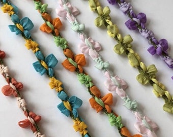 10MM Vintage French Rococo Novelty Floral Chain Knit Trim, Passementrie, Doll Trim, Floral Trim Made In France