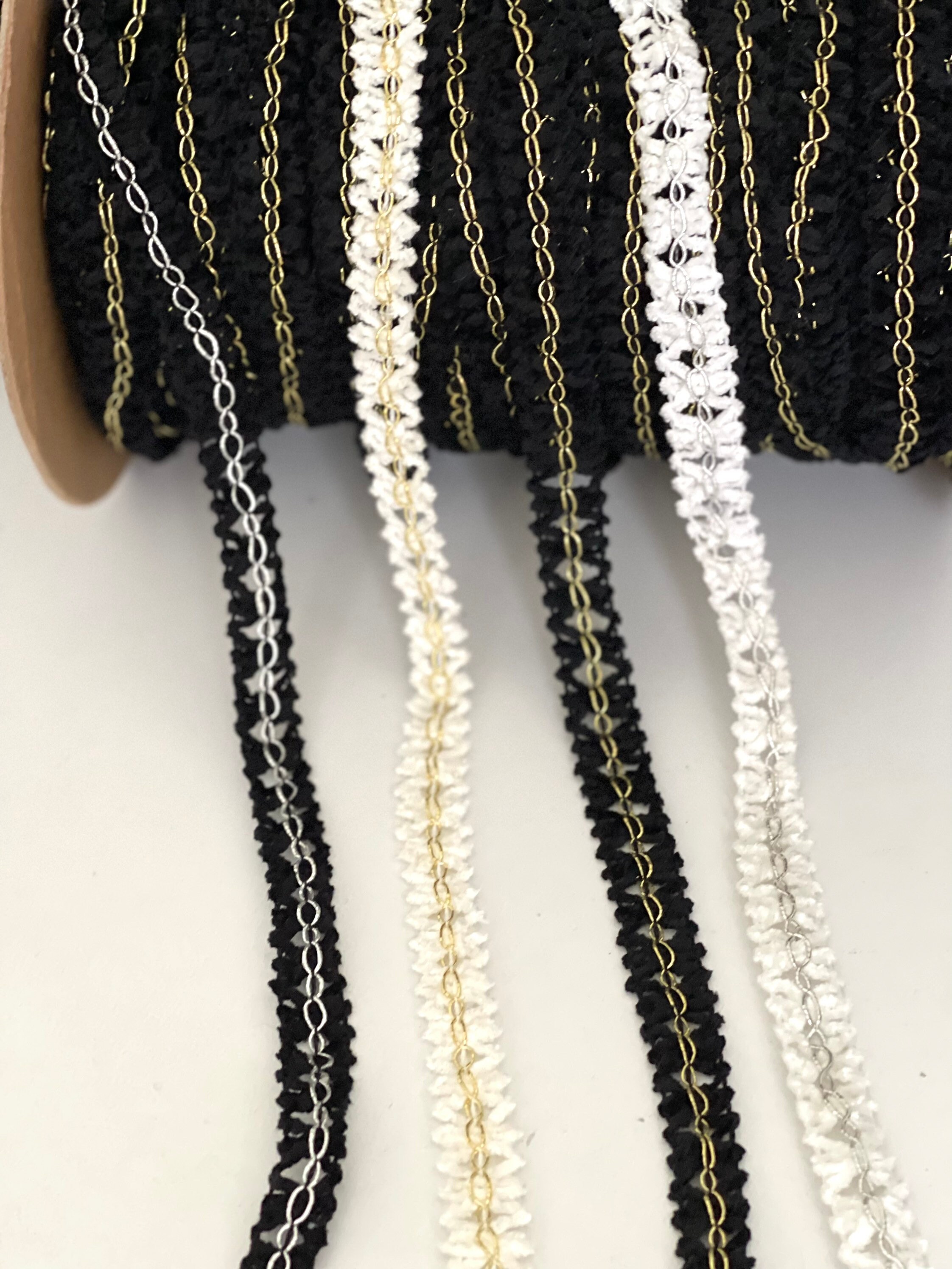 Crushed Chenille Chain Link Metallic Knit Thread Novelty Chain Link ...