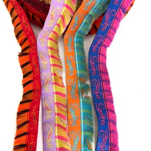 20mm Vintage Reptile, Iguana, Lizards Fun Novelty Woven Jacuqard with Fringe Bright, Vibrant Fun  Fringed Jacquard Ribbon Trim