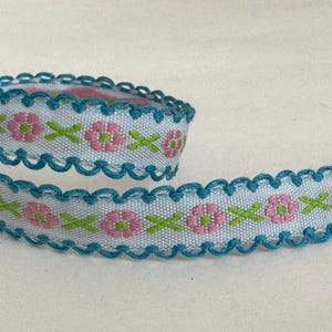 1/2&quot; Picot Edge Stitch Metallic French Woven Ribbon Turquoise/Multi Dainty Picot Sweet Ribbon Tape