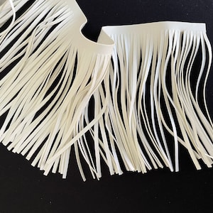 5 3/4&quot; Western Faux White Pleather TasselReversible Fringe Novelty Festival,Cowboy Country Boho Chic, Crafts, Embellishment Purses,Jackets