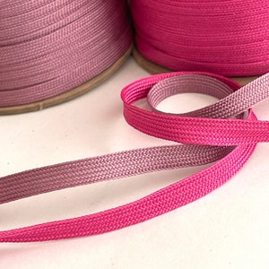 10 YARDS Middy Braid Tape Reversible Ribbon Tape, Vintage Flat Reversible Tape Braided Ribbon Novelty Ribbon, Mauve, Tropical Pink