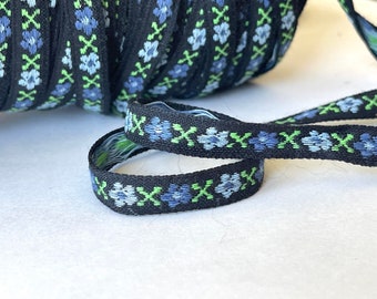 Yard Vintage Darling Dainty Floral Cotton Woven Jacquard, Black, French Blue Multi Ltd. QTY*