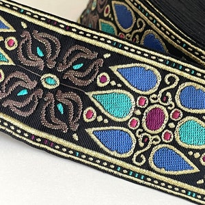 Vintage Metallic Drops Gold Metallic Ethnic Woven Jacquard Ribbon, Hat Trim, Belting, Straps, Abstract, Woven Jacquard Ribbon