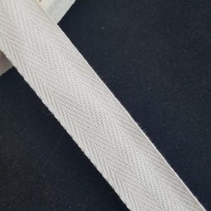 3/4&quot; Cotton Tweed Twill Tape Webbing Herringbone Belting Reversible Tape, Natural Ribbon