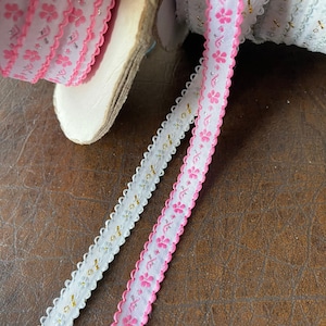 1/2&quot; Picot Edge Stitch Metallic French Woven Ribbon Pink,Silver or Lt.Blue,Gold Dainty Picot Sweet Ribbon Tape