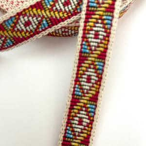 3/4&quot; Vintage Native South American, Tapestry Abstract, Ethnic Tribal Bohemian  Bright Woven Jacquard Ribbon Trim, Straps, Belting,