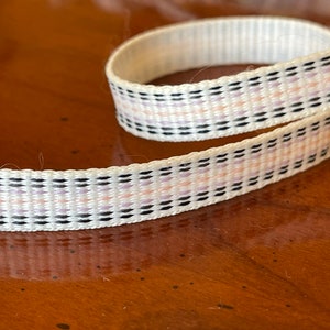 Vintage Multi Stripe High Quality Soft Tape, Webbing, Herringbone, Belting, Tape, Winter White/Black Multi