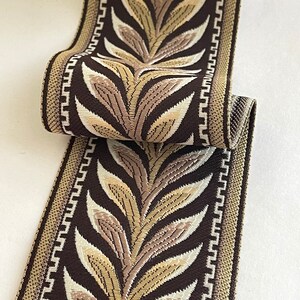 Cinta de tejido suave de Jacquard con borde de hojas de jungla vintage bordada con flores