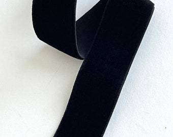 7/8" Velvet Jet Black Ribbon Black Plush Velvet Ribbon, Velvet Band Strap, Belting, HeadBands, Hats, Decor