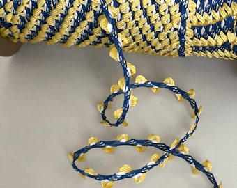 2 YARDS Vintage Ric Rac Edge Chain Knit Trim, Passementrie, Doll Trim, Antique Vintage Reversible Twisted Zig Zag Braid Trim Accent Ribbon