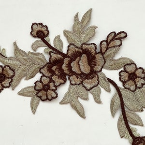 Jumbo Floral Patch Embroidered Multi Floral Soft Metallic Gold Champagne Garden Floral Patch Sew on Patch Spring Bloom Soft Applique&#39;