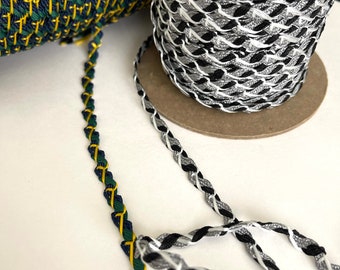 3 YARDS Novelty Braid Silver Grey, Black, White Multi Flat 3 YARDS Novelty Braid Silver Grey, Black, White Multi Flat