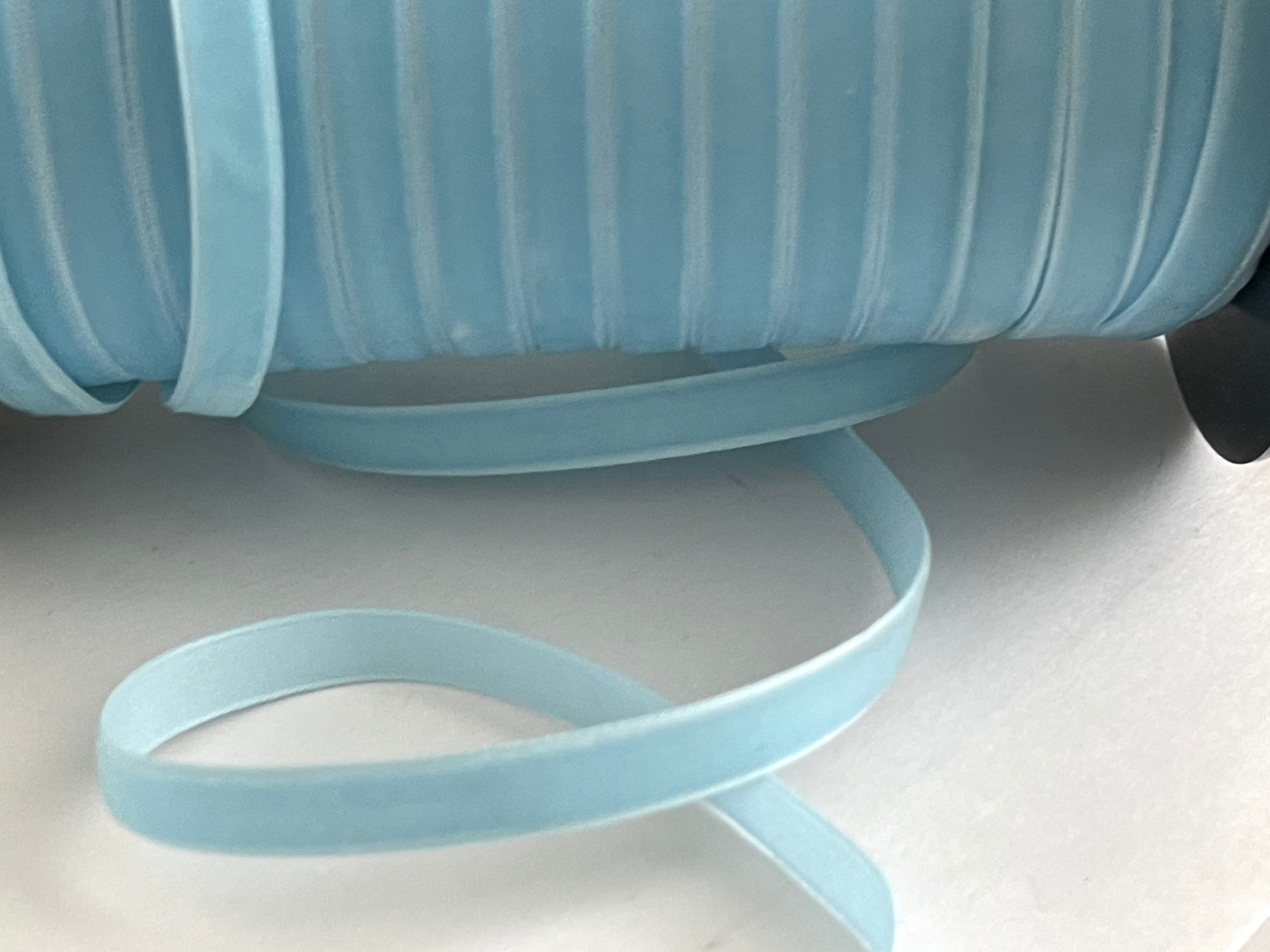 9mm Velvet Taffeta Ribbon, Plush Velvet Ciel Blue 9mm, Vintage