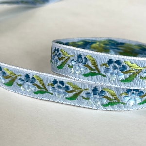 1/2" Vintage Sweet Baby Blues Woven Floral Embroidered Jacquard Ribbon Trim Ombre' Floral Multi, Floral Design *** LIMITED QTY***