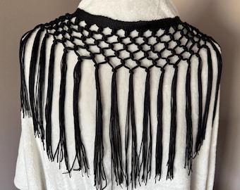 12" Tassel Knotted Fringe  Drop Tassel Fringe Elegant Black Fringe, Knotted Fringe, Decorative Trim, Boho Fringe, Flapper, Festival Fringe,