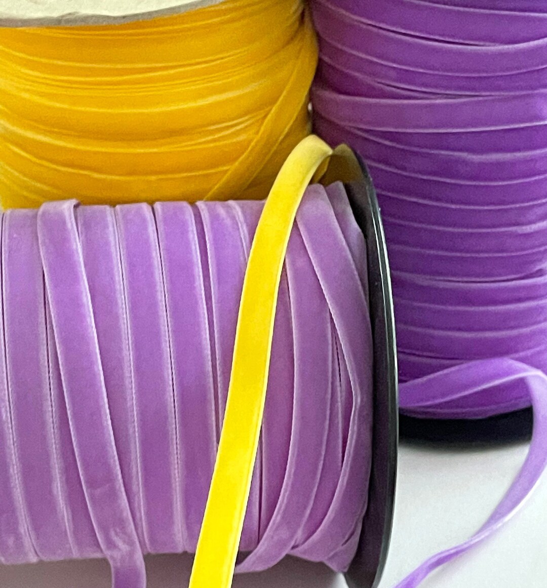 9mm Velvet Swiss Taffeta Ribbon Plush Velvet Lilac Dark Etsy