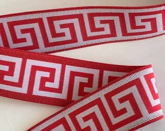 2 1/2" Stretch Ethnic Greek Key Reversible Knit  Elastic Geometric Ethnic Bohemian Edgy Elastic Stretch Trim, Belting, Bands, Costumes,