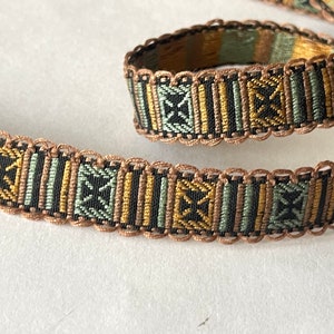 Vintage Sweet Browns, Natural Woven Celtic Boho Abstract Floral  Embroidered Jacquard Ribbon Trim Natural Tab Multi Jacquard Ribbon