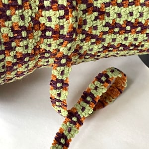 1/2" Vintage Soft Chenille Floral Daisy Chain Novelty Knit Ribbon Trim Velvet, Velour Soft Plush Flower Ribbon Trim