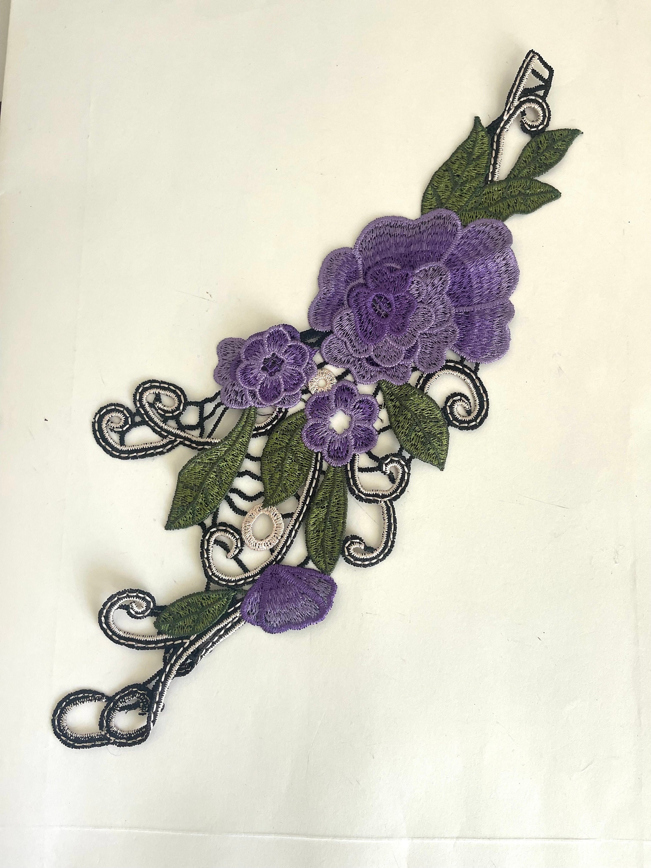 Violet Patch Large Jumbo Floral Patch , Lilac, Purple, Violet Embroidered Floral ...