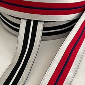 VINTAGE Multi Stripe Tape, Matte Silver Nautical Sporty Stripe Multi Colors, Tape, Straps Stripe Ribbon Matte Silver Multi Stripes