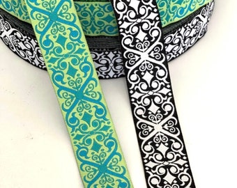 1" Geometric Ethnic Abstract Bohemian Celtic Woven Jacquard Ribbon